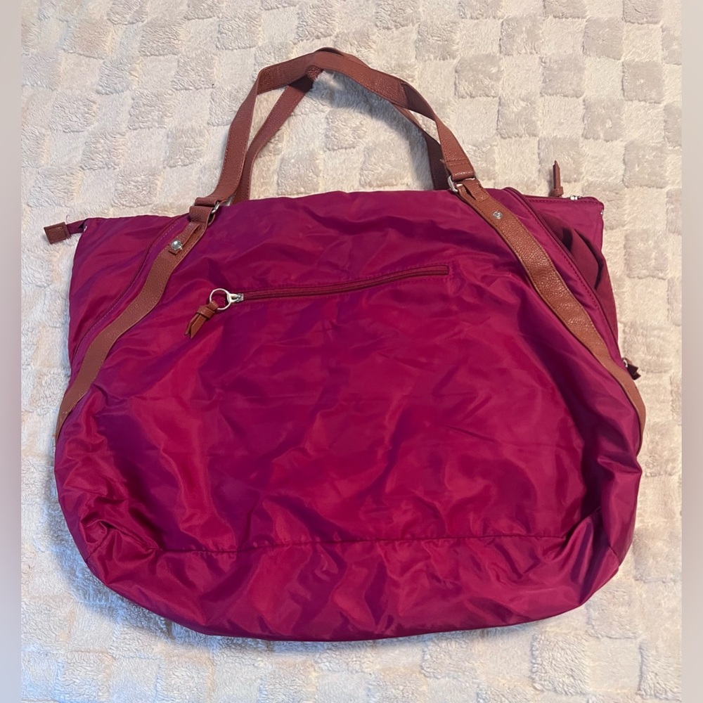 Sondra Roberts Pink Baby Bag with Brown Straps - Picture 4 of 7